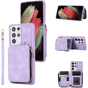 ZCDAYE Wallet Case for Samsung Galaxy S23, Card Holder Slot Zipper Wallet Phone Case with Wrist Strap Premium PU Leather Cover for Women Compatible with Galaxy S23 6.1'' - Black