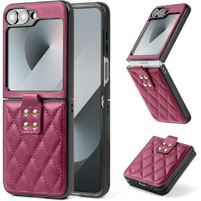 for Samsung Galaxy Z Flip 6 5G Case,Galaxy Z Flip 6 Leather Case,PU Leather+TPU Shell Ultra Thin Slim Durable Non-Slip Phone Case Protective Cover,for Galaxy Z Flip6 5G 2024,Light Purple