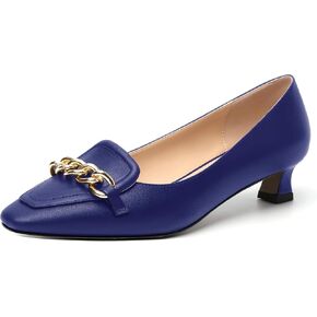 Women's Solid Metal Square Toe Slip On Matte Party Casual Kitten Low Heel Pumps Shoes 1.5 Inch