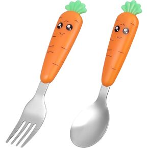 1 Set and Steel Utensils Toddlers Fork Cutlery Silverware Scraping Tableware for Dinnerware Forks Flatware Childrens Shape Toddler Carrot Spoon Kids Stainless Spoons Baby