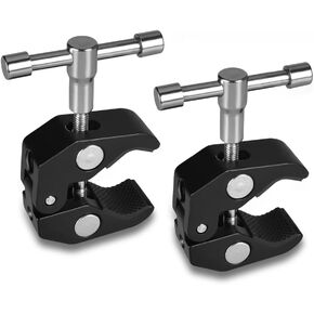 Super Clamp - 2 Pack with 1/4 and 3/8 Thread Crab Clamps for DSLR Rig Camera Monitor LED Light Microphones Photography