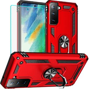 for Galaxy S21 FE 5G Case, Samsung Galaxy S21 FE 5G Case with HD Screen Protector, Military Grade Protective Cases with Ring for Samsung Galaxy S21 FE (Army Green)