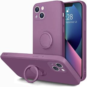 Hython Case for iPhone 13 Case with Ring Stand [360°Rotatable Ring Holder Magnetic Kickstand] [Support Car Mount] Slim Soft Rubber Shockproof Protective Phone Case for Women Girls, Antique White