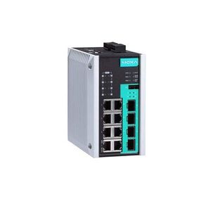MOXA EDS-G512E-8PoE-4GSFP-T 12-Port Full Gigabit Managed Ethernet Switch, 8 10/100/1000BaseT PoE/PoE+ Ports, 4 100/1000BaseSFP Slots, -40 to 75°C Operating Temp.