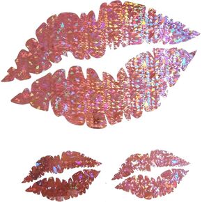 Pink Sweet Lips Sexy Kisses Holographic Hologram Decals Vinyl Sticker for Laptop Fridge Tumbler 3 Packs