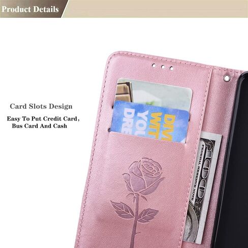 Wallet Case for Samsung Galaxy S22 Plus,Classic Rose Flower Pattern Shockproof PU Leather Case with Strong Magnetic Clasp and Card Slots Holder Cover for Samsung Galaxy S22 Plus MG Pink in Saudi Arabia