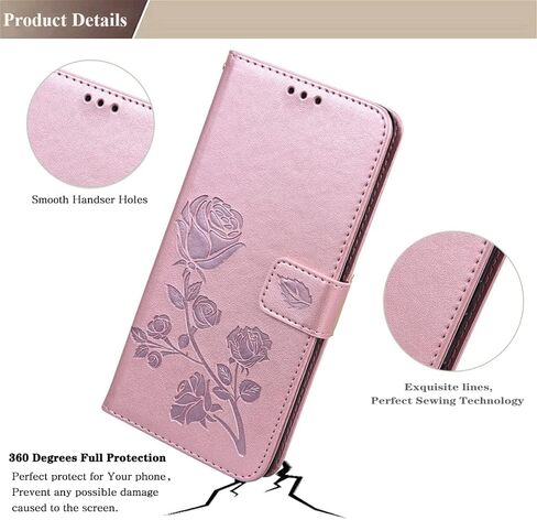Wallet Case for Samsung Galaxy S22 Plus,Classic Rose Flower Pattern Shockproof PU Leather Case with Strong Magnetic Clasp and Card Slots Holder Cover for Samsung Galaxy S22 Plus MG Pink in Saudi Arabia