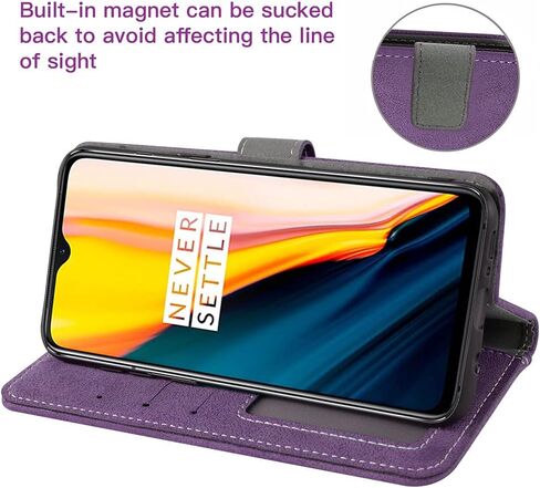 Asuwish Compatible with OnePlus 7T Wallet Case and Tempered Glass Screen Protector TPU Flip Cover Credit Card Holder Stand Cell Phone Cases for OnePlus7t 5G One Plus7T 1 Plus T7 1plus + 1+ 1+7T Purple in Kuwait