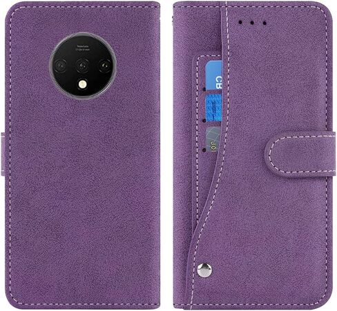Asuwish Compatible with OnePlus 7T Wallet Case and Tempered Glass Screen Protector TPU Flip Cover Credit Card Holder Stand Cell Phone Cases for OnePlus7t 5G One Plus7T 1 Plus T7 1plus + 1+ 1+7T Purple in Kuwait