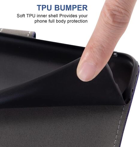 Asuwish Compatible with OnePlus 7T Wallet Case and Tempered Glass Screen Protector TPU Flip Cover Credit Card Holder Stand Cell Phone Cases for OnePlus7t 5G One Plus7T 1 Plus T7 1plus + 1+ 1+7T Purple in Kuwait