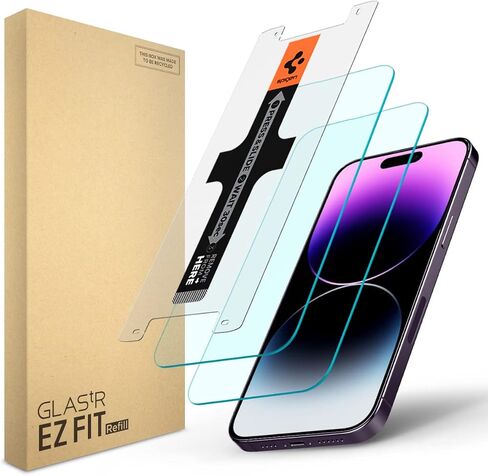 عبوات واقي الشاشة الزجاجي من Spigen [GlasTR EZ FIT Refills] مصممة لهاتف iPhone 14 Pro Max - عبوتان in Saudi Arabia