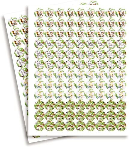 Watercolor Woodland Forest Animals Baby Sprinkle Baby Shower Kiss Sticker Labels, 300 Party Circle Stickers sized 0.75" for Chocolate Drop Kisses by Amanda Creation, Great for Favors, Treats, Envelope Seals & Goodie Bags in Saudi Arabia