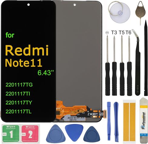 استبدال شاشة LCD متوافقة مع Redmi Note 11 6.43 بوصة 2201117TG، 2201117TI، 2201117TY، 2201117TL شاشة عرض رقمية تعمل باللمس مع أدوات إصلاح in Saudi Arabia