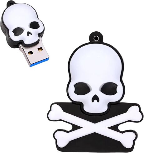 محرك أقراص فلاش USB 3.0 سعة 128 جيجابايت، رسوم متحركة جديدة للهالوين، هيكل عظمي بشري، عصا ذاكرة من مطاط السيليكون باللون الأسود in Saudi Arabia