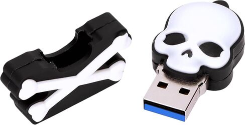 محرك أقراص فلاش USB 3.0 سعة 128 جيجابايت، رسوم متحركة جديدة للهالوين، هيكل عظمي بشري، عصا ذاكرة من مطاط السيليكون باللون الأسود in Saudi Arabia