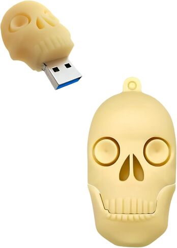 محرك أقراص فلاش USB 3.0 سعة 128 جيجابايت، رسوم متحركة جديدة للهالوين، هيكل عظمي بشري، عصا ذاكرة من مطاط السيليكون باللون الأسود in Saudi Arabia