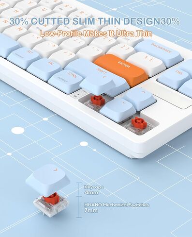MAGIC-REFINER RKL680 Ultra-Thin Wireless Mechanical Keyboard, 60% Percent Gaming Keyboard, Apex Pro Mini 2.4Ghz/Bluetooth 5.0 Dual Mode, 68 Keys Low-Profile Linear Red Switch for Win/MAC/Tablet in Kuwait