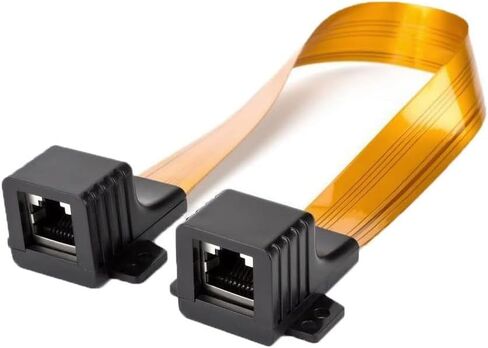 YXQ Ghost Wire Flat Ethernet Jumper Cable RJ45 Female to Female Flange for Cat5 or Cat6 Adapter Ultra-Slim Cable 11.8-inch, 1-Piece in Saudi Arabia