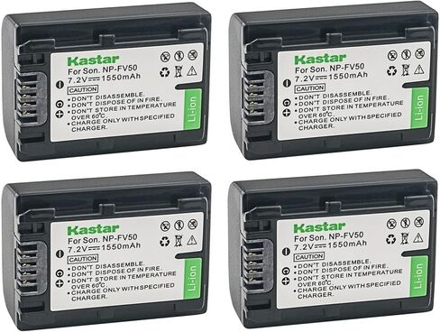 استبدال بطارية Kastar 4-Pack NP-FV50 لسوني HDR-PJ510، HDR-PJ540، HDR-PJ580، HDR-PJ650، HDR-PJ670، HDR-PJ710، HDR-PJ740، HDR-PJ760، HDR-PJ780، HDR-PJ790 ، كاميرا HDR-PJ810، HDR-PJ820، كاميرا HDR-PJ820E in Saudi Arabia