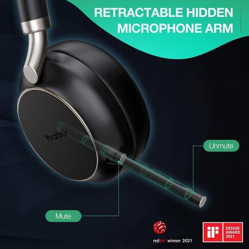 Yealink BH76 with Charging Stand Wireless Bluetooth Headset for Work, Business Active Noise Cancelling Headset with 5X Microphone, Teams Certified Headset for Computer Mobile, up to 35h Talking, ANC in Saudi Arabia