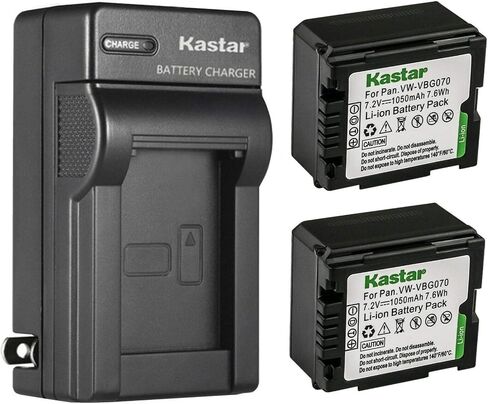 بطارية Kastar قطعتين وشاحن حائط تيار متردد بديل لبطارية باناسونيك VW-VBG070، باناسونيك SDR-H60، SDR-H60S، SDR-H60P، SDR-H68GK، SDR-H79، SDR-H79K، SDR-H79P، SDR-H80، كاميرا SDR-H80A، كاميرا SDR-H80K in Saudi Arabia
