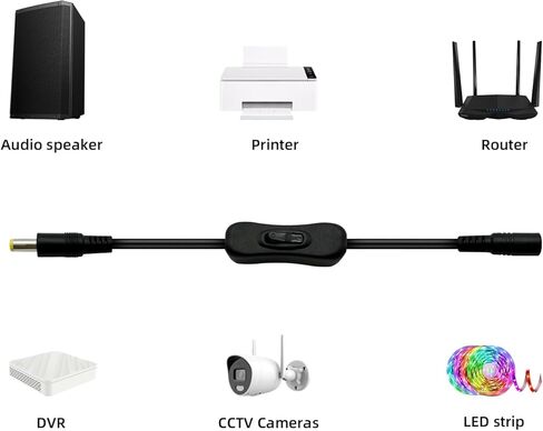 2pcs, DC 5.5 x 2.5mm, DC Switch, LED Strip Connector, LED Light Adapter Connector, Black in Saudi Arabia