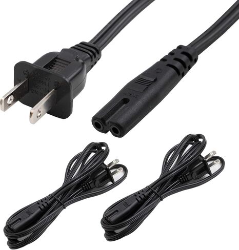 6ft (2Pk) 2 Prong C7 Non-Polarized Xbox, PS2, PS3, PS4,PS5 Power Cord/Non-Polarized AC Power Cord, Compatible with Samsung Sony LG TV AppleTV 4K in Kuwait