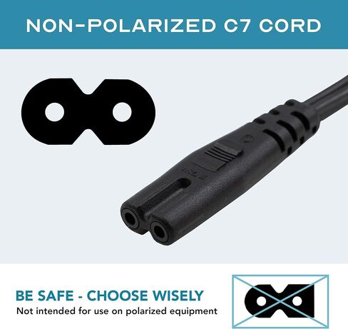 6ft (2Pk) 2 Prong C7 Non-Polarized Xbox, PS2, PS3, PS4,PS5 Power Cord/Non-Polarized AC Power Cord, Compatible with Samsung Sony LG TV AppleTV 4K in Kuwait