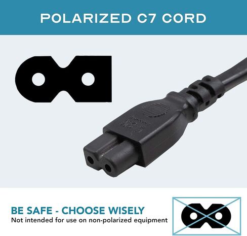 6ft (2Pk) 2 Prong C7 Non-Polarized Xbox, PS2, PS3, PS4,PS5 Power Cord/Non-Polarized AC Power Cord, Compatible with Samsung Sony LG TV AppleTV 4K in Kuwait