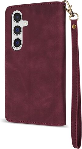 ZZXX Samsung Galaxy A54 5G Wallet Case with RFID Blocking Card Slot PU Leather Zipper Flip Folio with Strap Kickstand Protective Cover for Samsung Galaxy A54 Phone Case Wallet(Wine Red-6.5 inch) in Saudi Arabia