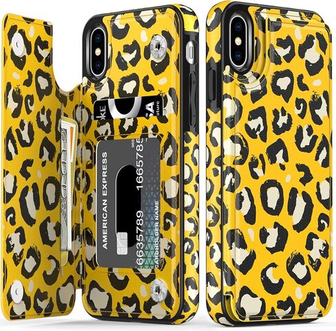 حافظة LETO لهاتف iPhone X، حافظة iPhone Xs، حافظة محفظة جلدية بتصميمات عصرية للفتيات والنساء، غطاء قابل للطي مع فتحات للبطاقات، حافظة هاتف واقية لكوكبة X/Xs in Kuwait