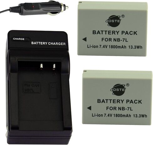 DSTE® قطعتان من بطارية ليثيوم أيون بديلة NB-7L + شاحن DC86U لكاميرات Canon PowerShot G10 وG11 وG12 وSX30 IS الرقمية in Saudi Arabia