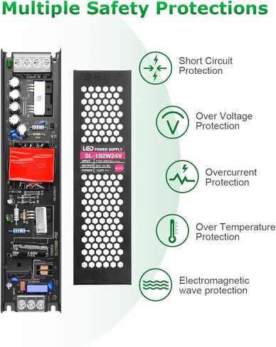 محول إمداد الطاقة 24 فولت 8 أمبير، محول محول عالمي منظم، تيار متردد 100 فولت ~ 240 فولت إلى تيار مستمر 24 فولت 8 أمبير، محرك LED لأضواء الشريط LED نظام كاميرا CCTV راديو طابعة ثلاثية الأبعاد شاشة LCD مشروع الكمبيوتر in Kuwait