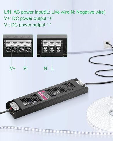 محول إمداد الطاقة 24 فولت 8 أمبير، محول محول عالمي منظم، تيار متردد 100 فولت ~ 240 فولت إلى تيار مستمر 24 فولت 8 أمبير، محرك LED لأضواء الشريط LED نظام كاميرا CCTV راديو طابعة ثلاثية الأبعاد شاشة LCD مشروع الكمبيوتر in Kuwait