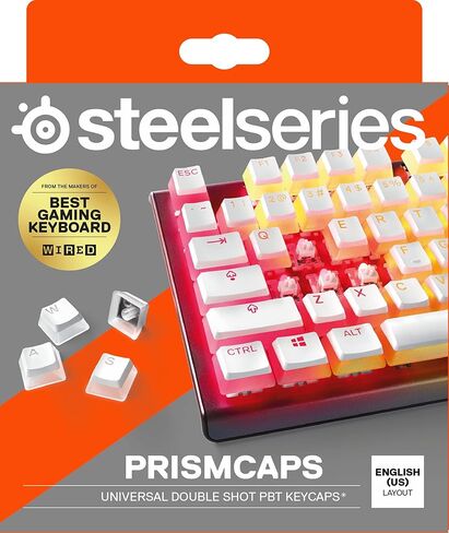 SteelSeries PRISMCAPS - Double Shot Pudding-Style Keycaps - Durable PBT Thermoplastic - Compatible with a Wide Range of Mechanical Keyboards - White (Renewed) in Saudi Arabia