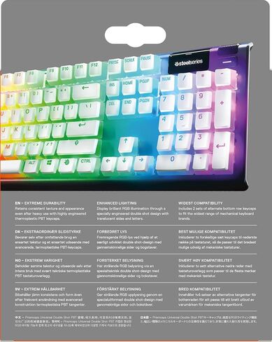 SteelSeries PRISMCAPS - Double Shot Pudding-Style Keycaps - Durable PBT Thermoplastic - Compatible with a Wide Range of Mechanical Keyboards - White (Renewed) in Saudi Arabia