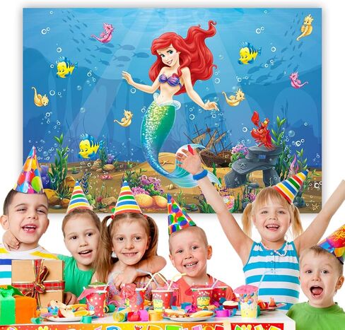 7x5FT ارييل حورية البحر الأميرة التصوير الفوتوغرافي تحت البحر ليتل ميرميد صورة خلفية للأطفال حفلة عيد ميلاد الخلفيات الديكور in Kuwait