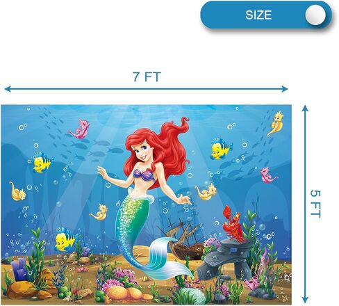 7x5FT ارييل حورية البحر الأميرة التصوير الفوتوغرافي تحت البحر ليتل ميرميد صورة خلفية للأطفال حفلة عيد ميلاد الخلفيات الديكور in Kuwait