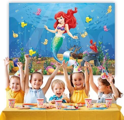 7x5FT ارييل حورية البحر الأميرة التصوير الفوتوغرافي تحت البحر ليتل ميرميد صورة خلفية للأطفال حفلة عيد ميلاد الخلفيات الديكور in Kuwait