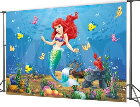 7x5FT ارييل حورية البحر الأميرة التصوير الفوتوغرافي تحت البحر ليتل ميرميد صورة خلفية للأطفال حفلة عيد ميلاد الخلفيات الديكور in Kuwait