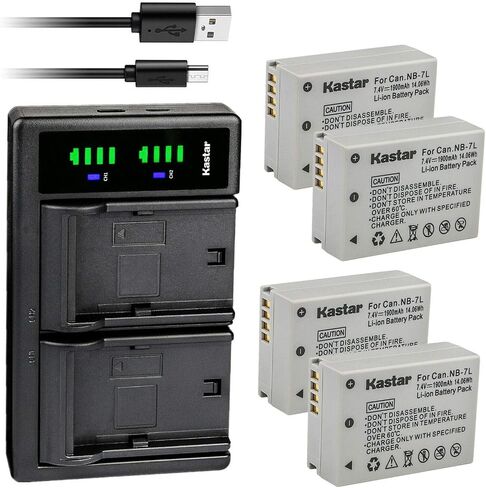 Kastar LTD2 USB Battery Charger Replacement for Canon NB-7L NB7L, NB-7LH NB7LH Battery, canon CB-2LZ, CB-2LZE Charger, Canon PowerShot G12, PowerShot SX30 IS, PowerShot SX30IS Cameras in Saudi Arabia