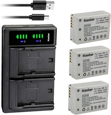 Kastar LTD2 USB Battery Charger Replacement for Canon NB-7L NB7L, NB-7LH NB7LH Battery, canon CB-2LZ, CB-2LZE Charger, Canon PowerShot G12, PowerShot SX30 IS, PowerShot SX30IS Cameras in Saudi Arabia