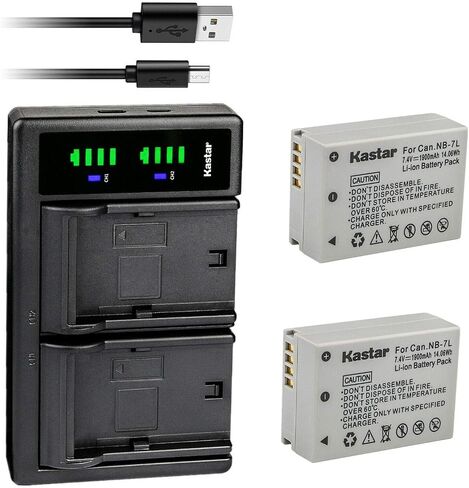 Kastar LTD2 USB Battery Charger Replacement for Canon NB-7L NB7L, NB-7LH NB7LH Battery, canon CB-2LZ, CB-2LZE Charger, Canon PowerShot G12, PowerShot SX30 IS, PowerShot SX30IS Cameras in Saudi Arabia