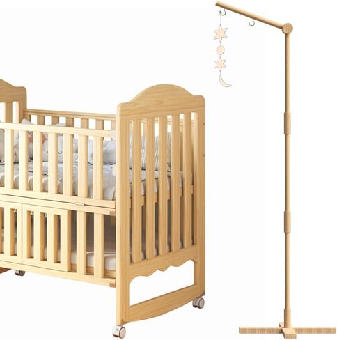 Baby Crib Mobile Arm, 61.81" Tall Mobile Holder for Crib, Wooden Nursery Mobiles for Crib, Baby Boys Girls Crib Hanging, Floor Stand Crib Attached Hanger in Saudi Arabia