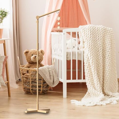 Baby Crib Mobile Arm, 61.81" Tall Mobile Holder for Crib, Wooden Nursery Mobiles for Crib, Baby Boys Girls Crib Hanging, Floor Stand Crib Attached Hanger in Saudi Arabia