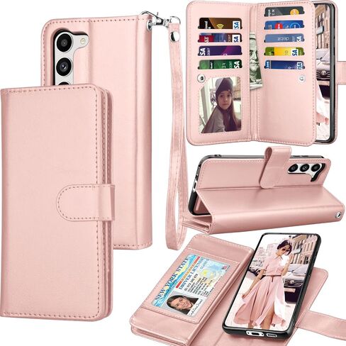 Galaxy S23+ Case, Galaxy S23 Plus Wallet Case, Tekcoo Luxury PU Leather ID Cash Credit Card Slots Holder Carrying Folio Flip Cover [Detachable Magnetic Hard Case] for Samsung S23 Plus 5G [Rose Gold] in Saudi Arabia