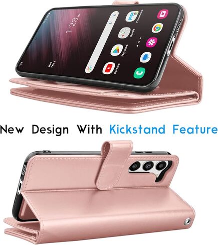 Galaxy S23+ Case, Galaxy S23 Plus Wallet Case, Tekcoo Luxury PU Leather ID Cash Credit Card Slots Holder Carrying Folio Flip Cover [Detachable Magnetic Hard Case] for Samsung S23 Plus 5G [Rose Gold] in Saudi Arabia