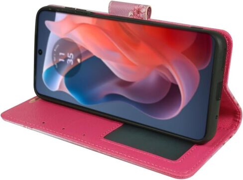 Zase Moto G Power 5G (2024) Wallet Phone Case Purse Protective Premium PU Leather Magnetic Closure w/Kickstand ID Card Slot Wrist Strap Cute Design for Motorola G Power 2024 (Black Pink Butterfly) in Saudi Arabia