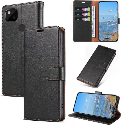 حافظة لهاتف Google Pixel 4A 4G، حافظة محفظة من جلد البولي يوريثان بحجب RFID مع حامل بطاقة، غطاء قلاب مغناطيسي متوافق مع Google Pixel 4A 4G، أخضر in Kuwait