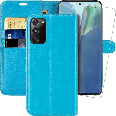 MONASAY Wallet Case Compatible for Galaxy Note 20 5G, 6.7 inch, [Included Screen Protector][RFID Blocking] Flip Folio Leather Cell Phone Cover with Credit Card Holder, Black in Saudi Arabia